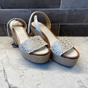 Tory Burch Cream Wedge Sandals